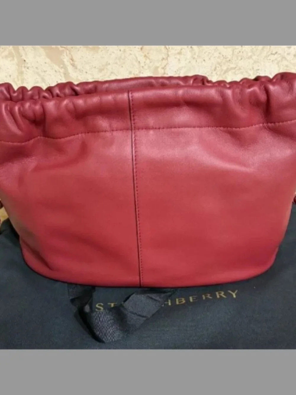 Strathberry NWT Charlotte Midi Nappa Leather Drawstring Bag(ORIG. $595) OXBLOOD